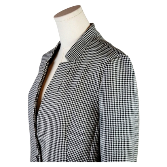 Banana Republic Houndstooth Blazer Black White Stretch Size 6 Career - Picture 2 of 11